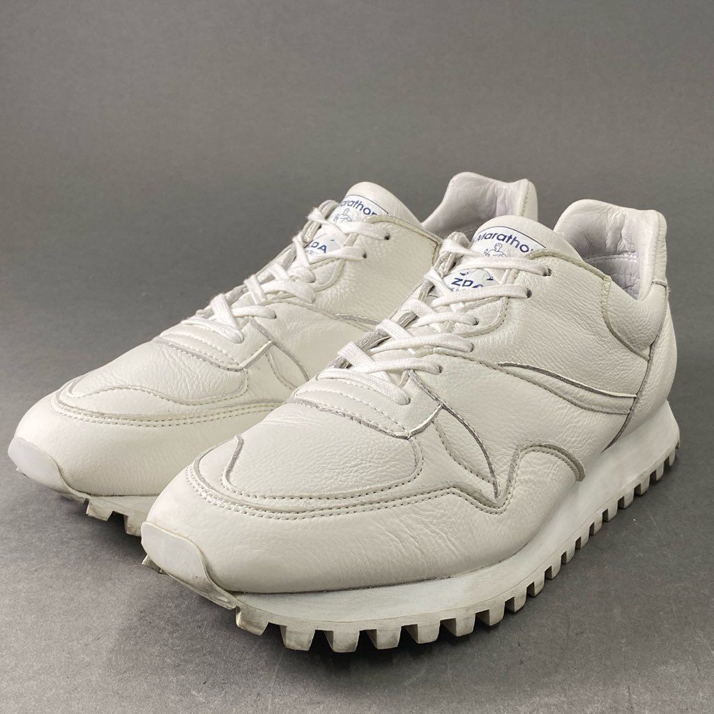 7f13 定価¥35,200 ZDA ゼットディーエー MARATHON マラソンタイプ スニーカー 41 オールホワイト イタリアンレザー Leather シューズ