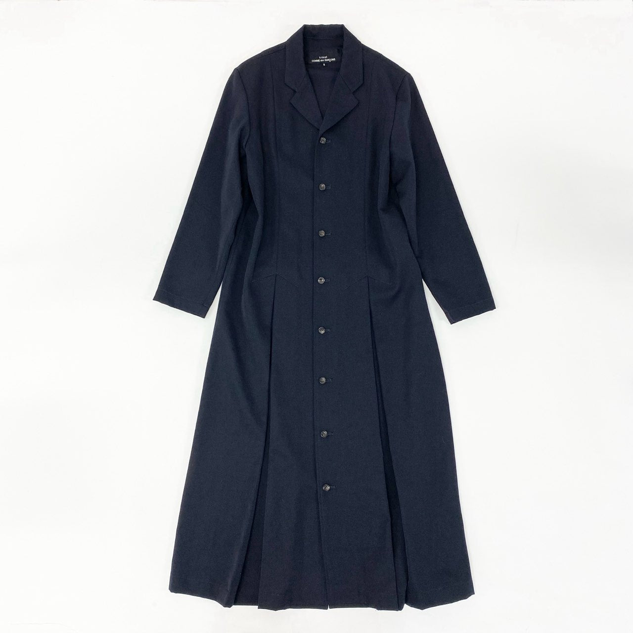 14j9 《美品》toricot COMME des GARCONS トリココムデギャルソン チェスターコート ロングコート ワンピース ジャケット AD1992 TO-05023S Sサイズ ネイビー レディースu02t