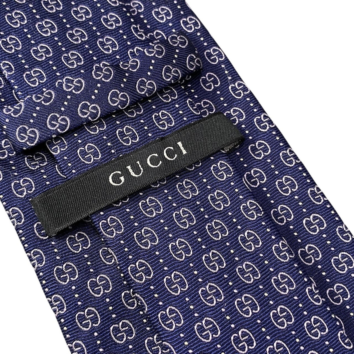 j19 《美品》 GUCCI グッチ GG柄 ネクタイ ネイビー シルク100 メンズ 小物 イタリア製u02t