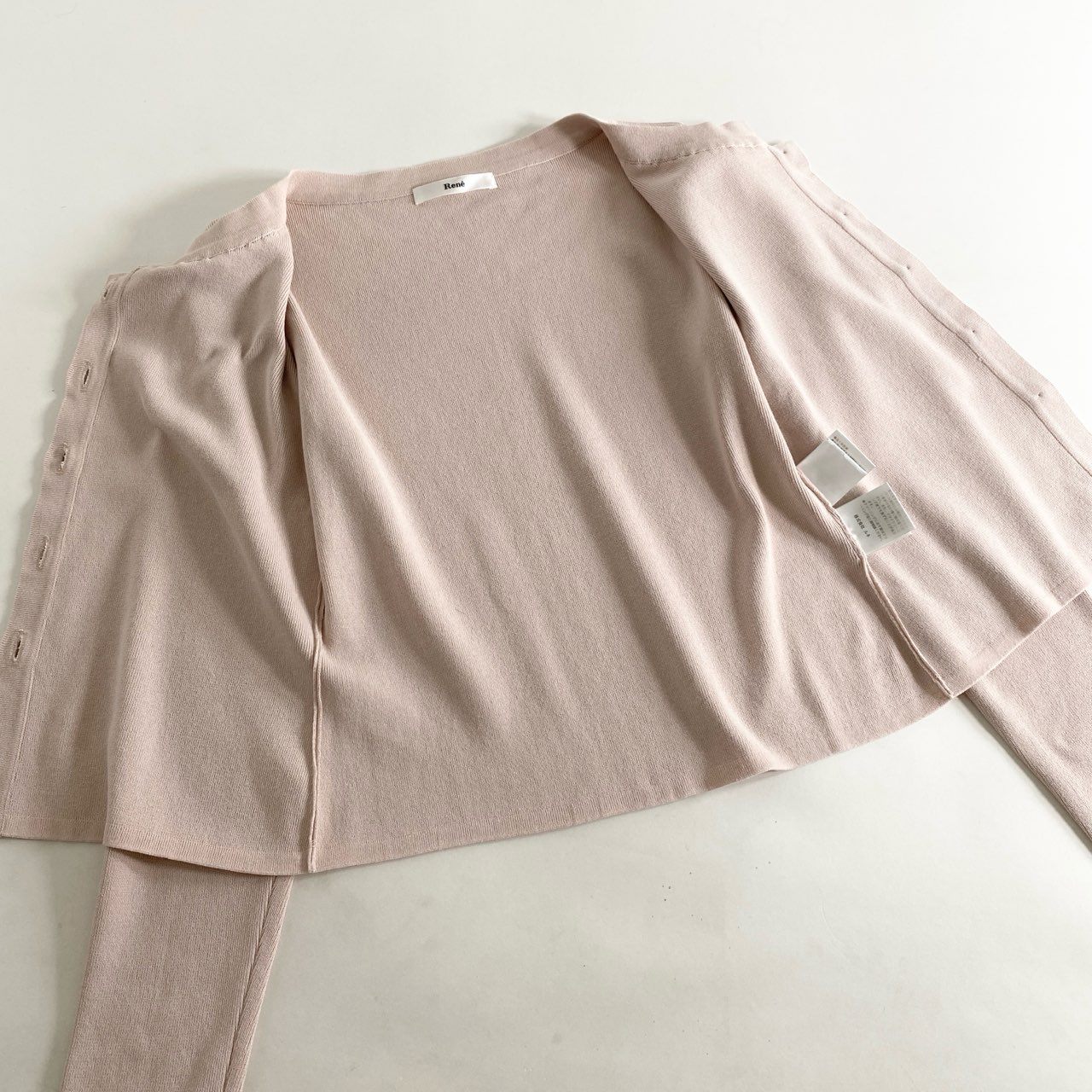 88j2 Rene ルネ パールネック カーディガン 34 ピンク 羽織 日本製 Pearl Neck Cardigan