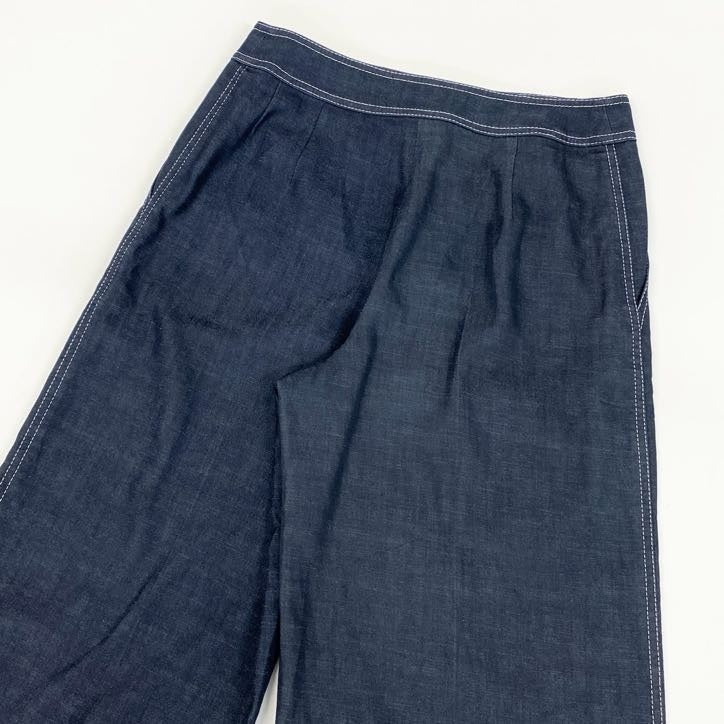 80g23 Rene ルネ ワイドパンツ ストレートパンツ デニム ボトム 薄手 春夏 レディース 女性用 6825050 34 ネイビー