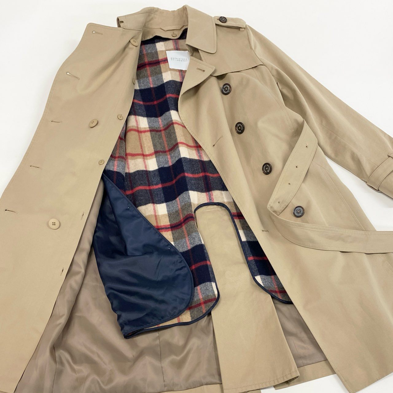 63i12 MACKINTOSH PHILOSOPHY マッキントッシュ フィロソフィー ベルテッド トレンチコート ライナー付き H5A02-601-40 40 ベージュ コットン レディースk02i