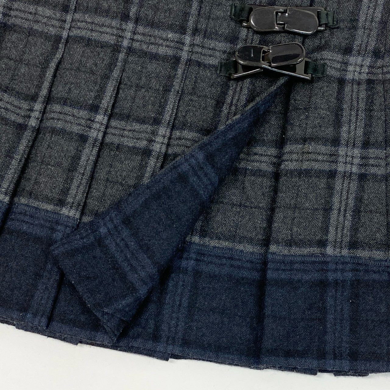 68j15 Loro Piana ロロピアーナ プリーツスカート チェックスカート 巻きスカート ウール×シルク イタリア製 36サイズ グレー系 キッズ レディースu02t
