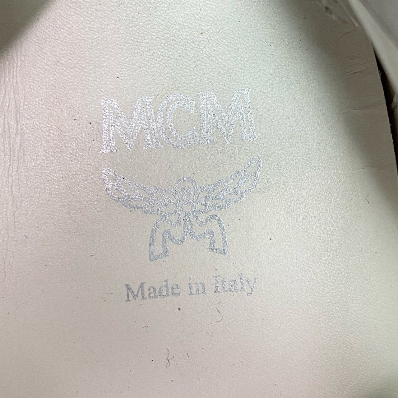 7c10 MCM エムシーエム モノグラム ハイカットスニーカー 36 ホワイト レザー シューズ イタリア製