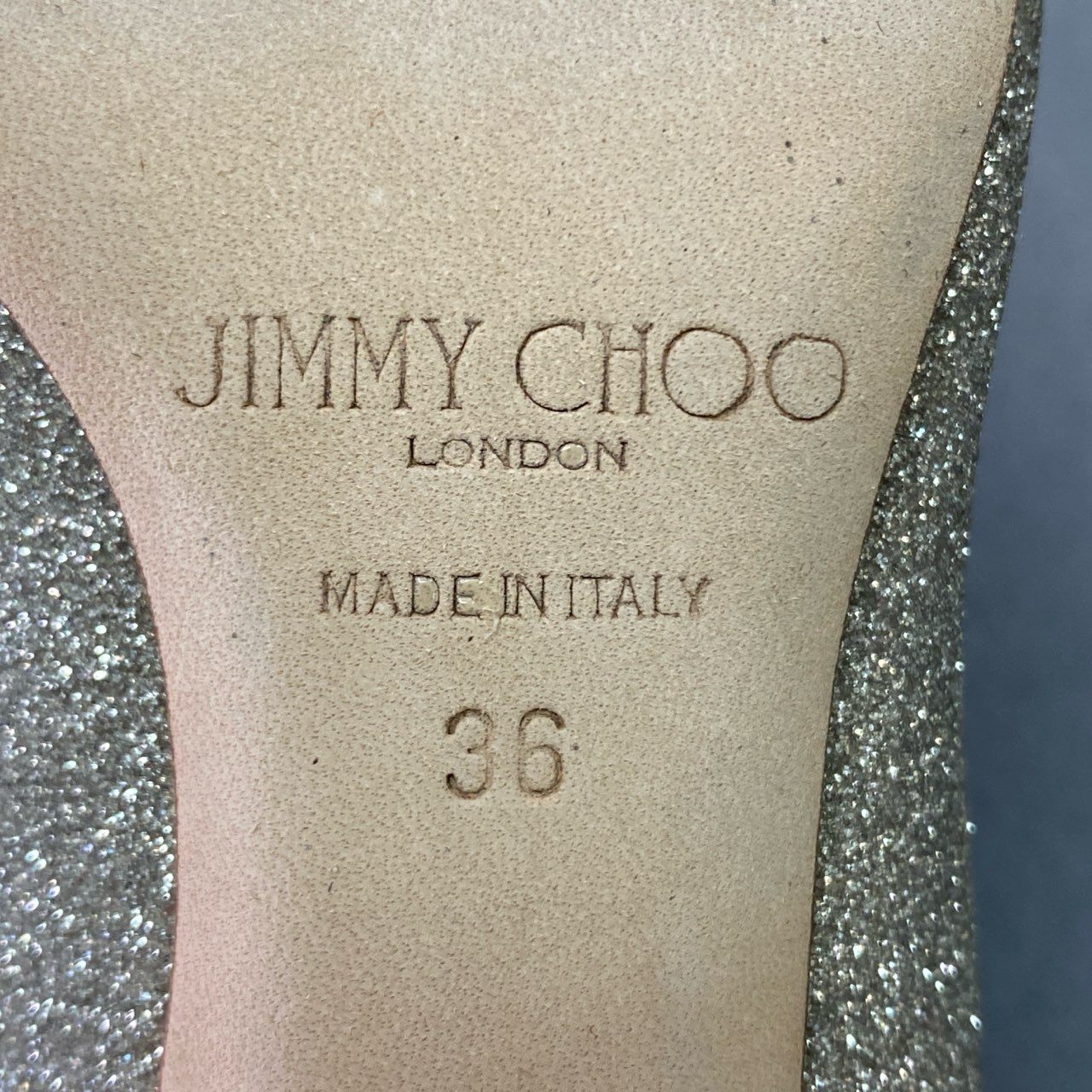 2f23 《美品》 JIMMY CHOO ジミーチュウ グリッター ラメパンプス 36 シルバー 結婚式 パーティ シューズ 保存袋付き
