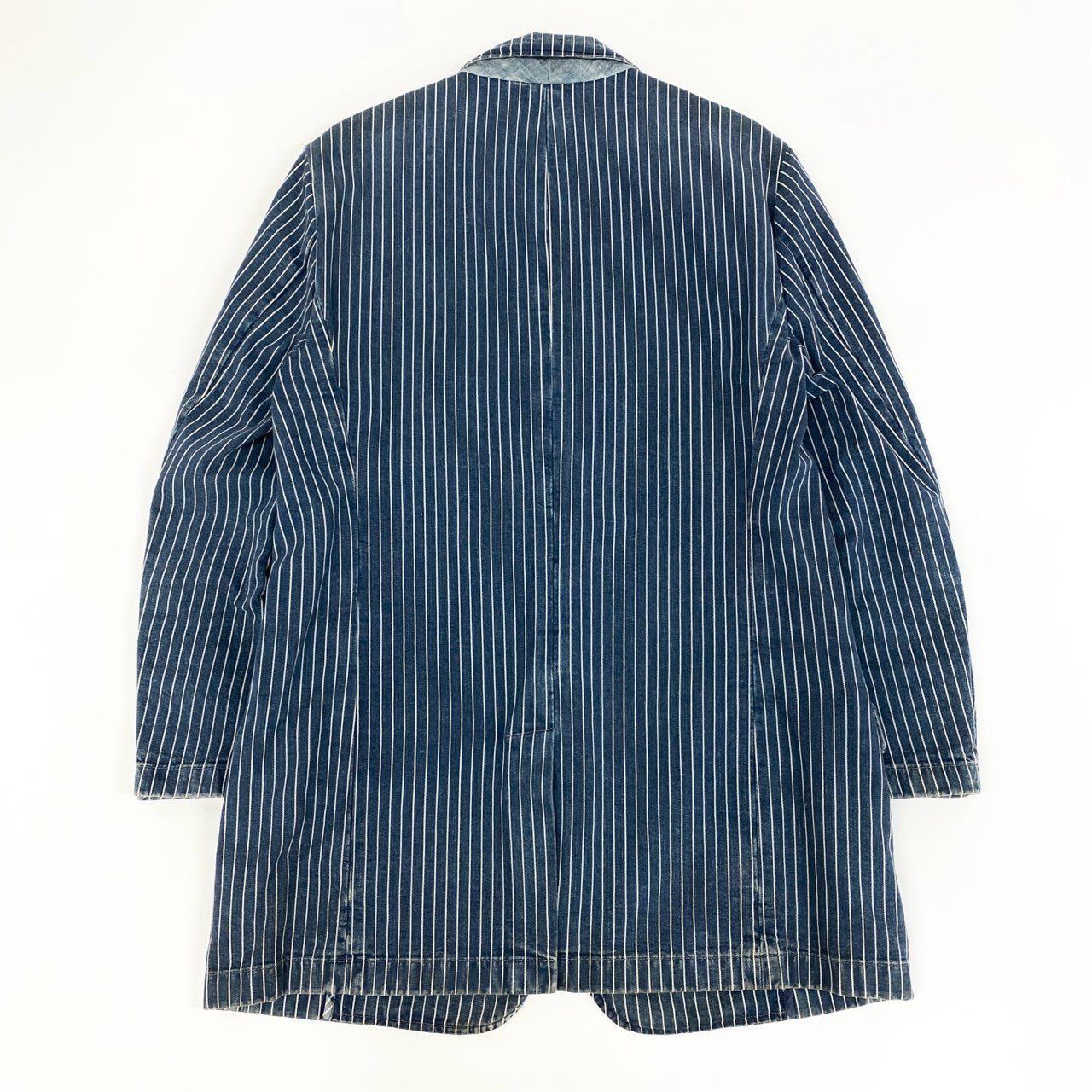 43f25 【イタリア製】POLO by RALPH LAUREN ポロバイラルフローレン 希少モデル インディゴ ヒッコリーストライプ テーラードジャケット ピークドラペル サイズ42 メンズ ドレスジャケット