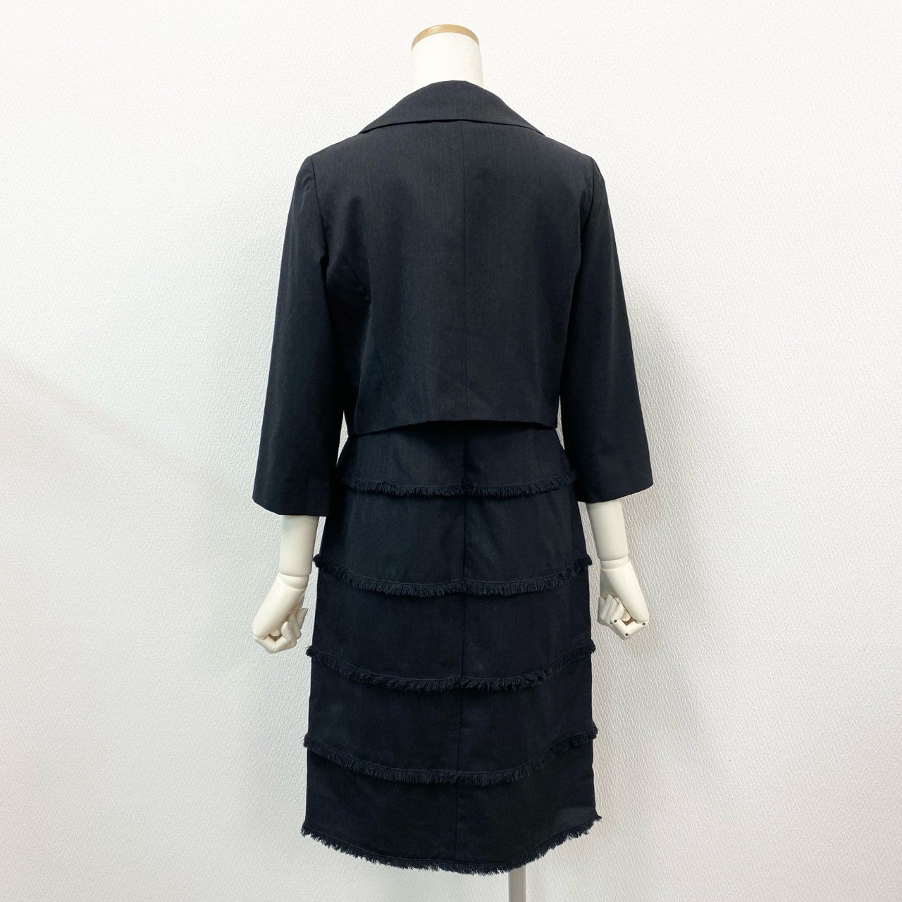 35l27 《美品》 FOXEY BOUTIQUE フォクシー ブティック お受験スーツ セットアップ ジャケット/ノースリーブワンピース 2点セット サイズ42 グレー レディース 日本製