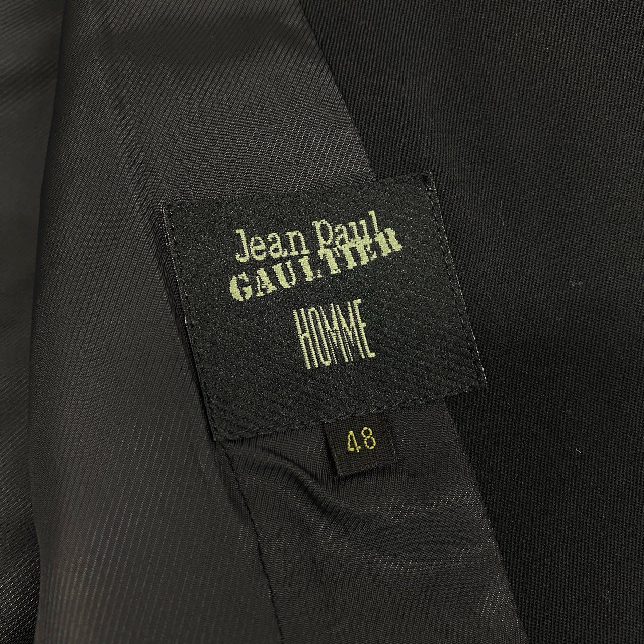 53h27 Jean Paul Gaultier HOMME ジャンポールゴルチエオム ダブルプレスト セットアップ スーツ テーラードジャケット スラックスパンツ 48 ブラック ウール 日本製 メンズo07t