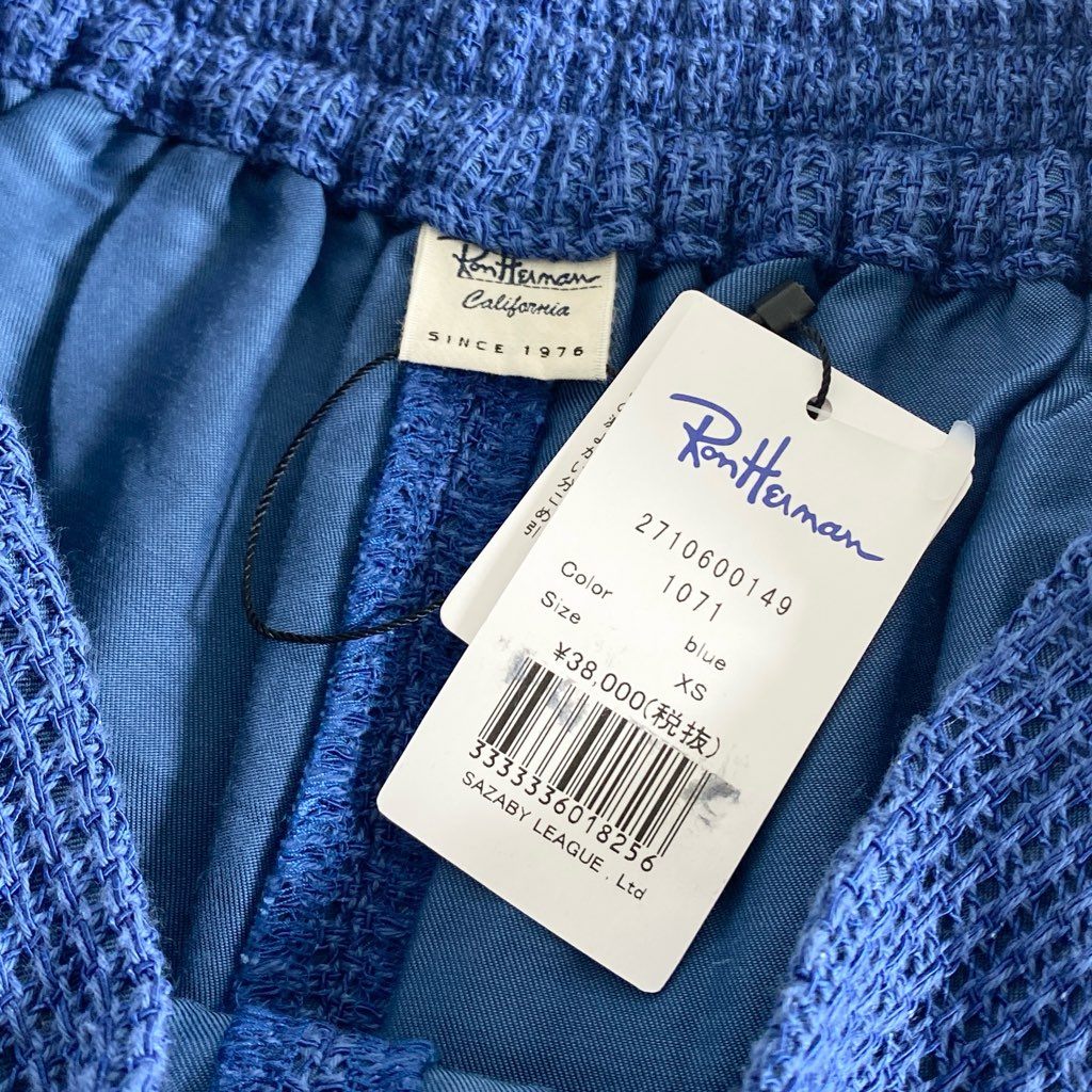 32d5 《未使用》 定価¥41,800 Ron Herman ロンハーマン コットンニット メッシュパンツ XS ブルー ボトムス タグ付き