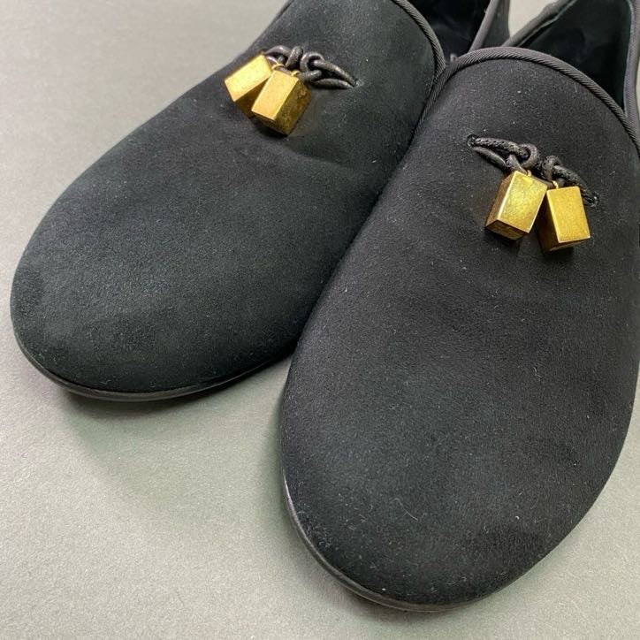 3d3 《美品》 Giuseppe Zanotti ジュゼッペ ザノッティ ゴールドチャーム オペラシューズ 41 ブラック レザー スリッポン ローファー イタリア製