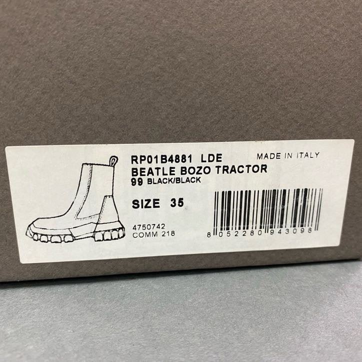 2d9 《美品》 Rick Owens リックオウエンス 24SS BEATLE BOZO TRACTOR ビートル ボゾ トラクター サイドゴアブーツ 35 ブラック レザー 箱 保存袋付き RP01B4881