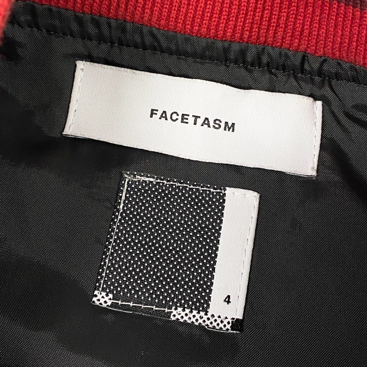 49L9 【美品】FACETASM ファセッタズム スタジャン スタジアムジャケット ジップデザインアーム ロゴワッペン FNT-JK-M13 4サイズ ブラック メンズo07t