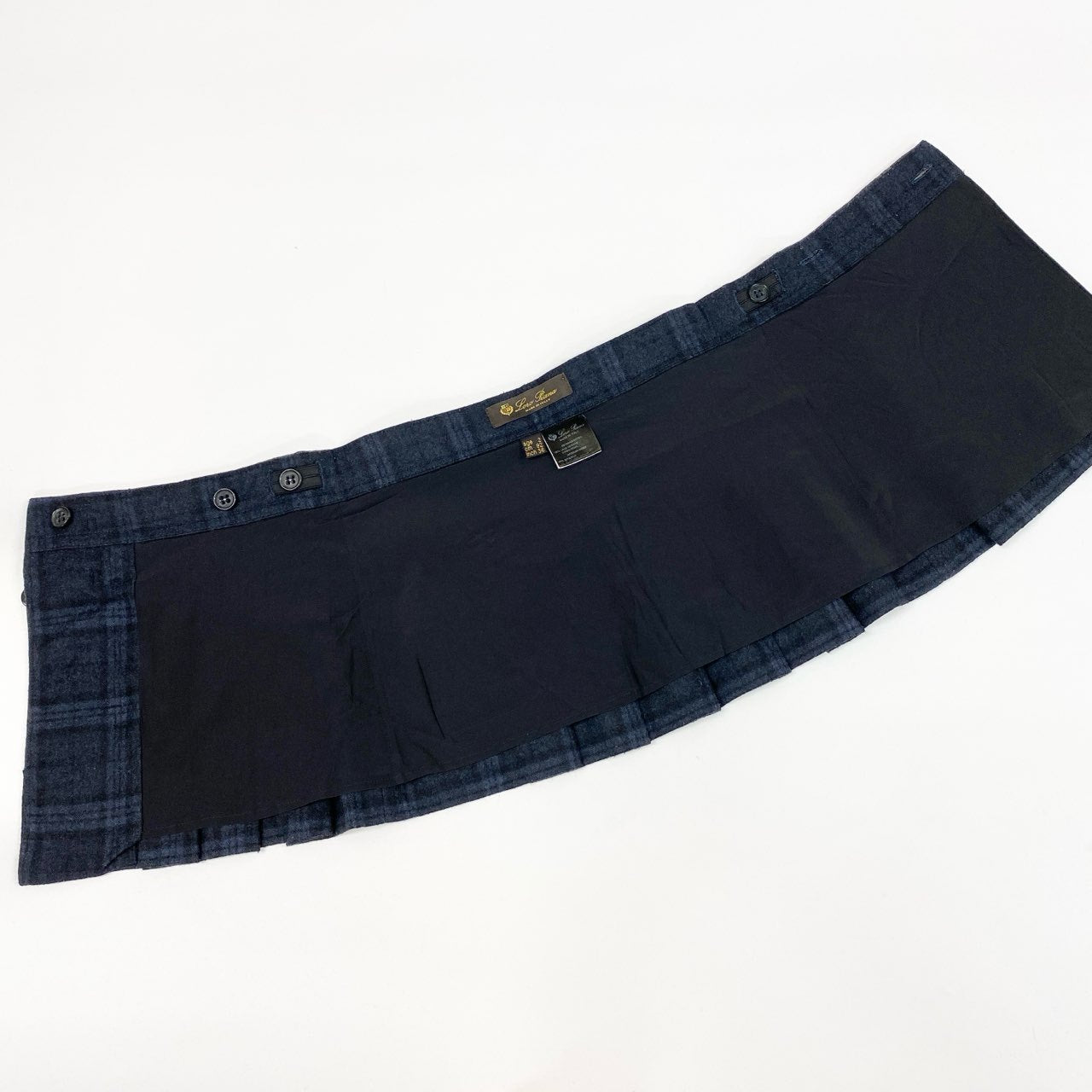 68j15 Loro Piana ロロピアーナ プリーツスカート チェックスカート 巻きスカート ウール×シルク イタリア製 36サイズ グレー系 キッズ レディースu02t