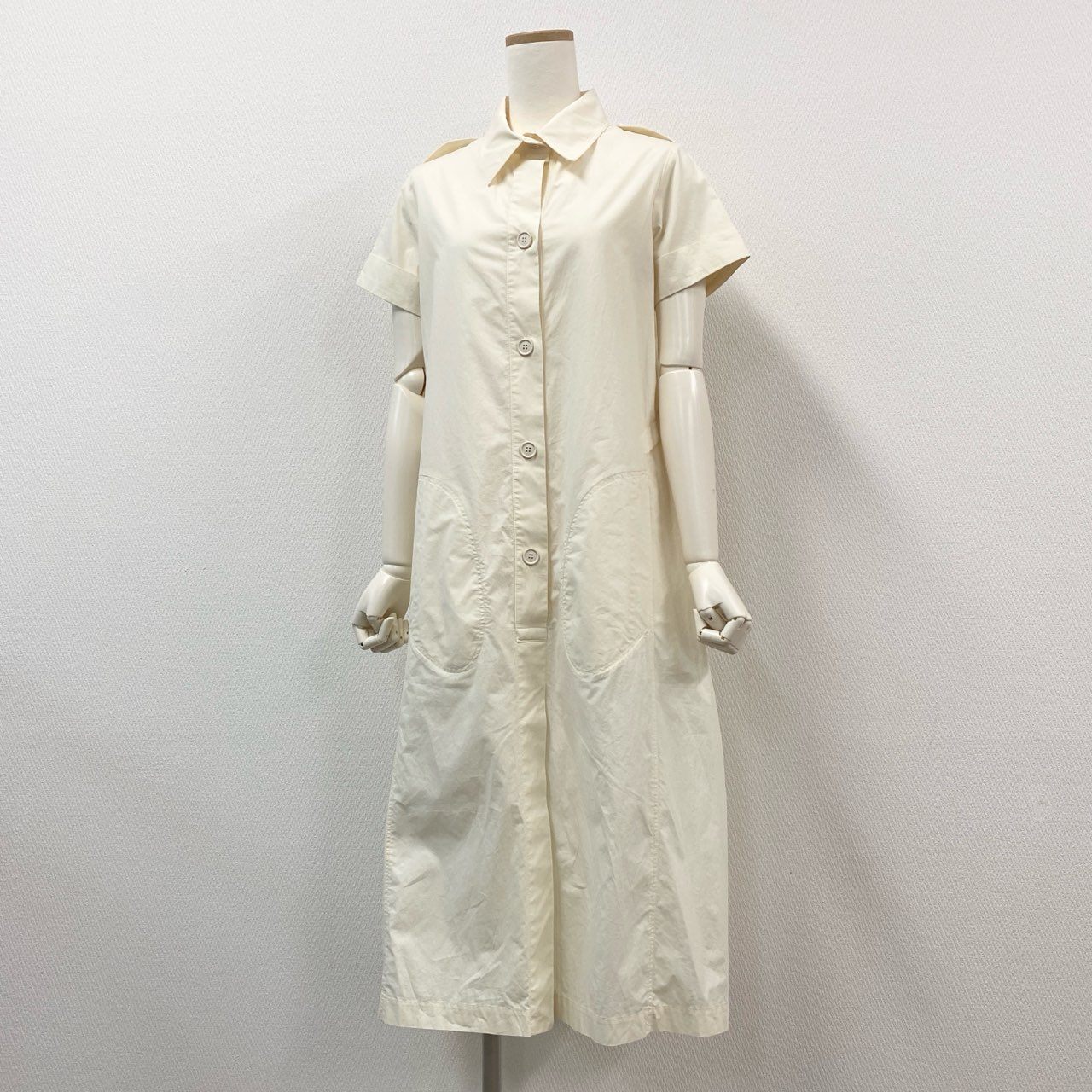 53j17《未使用保管品》 gentryportofino ジェントリーポルトフィーノ 半袖シャツ ロングワンピース コットンワンピース レディース 女性用 40 クリーム色 綿100u02t
