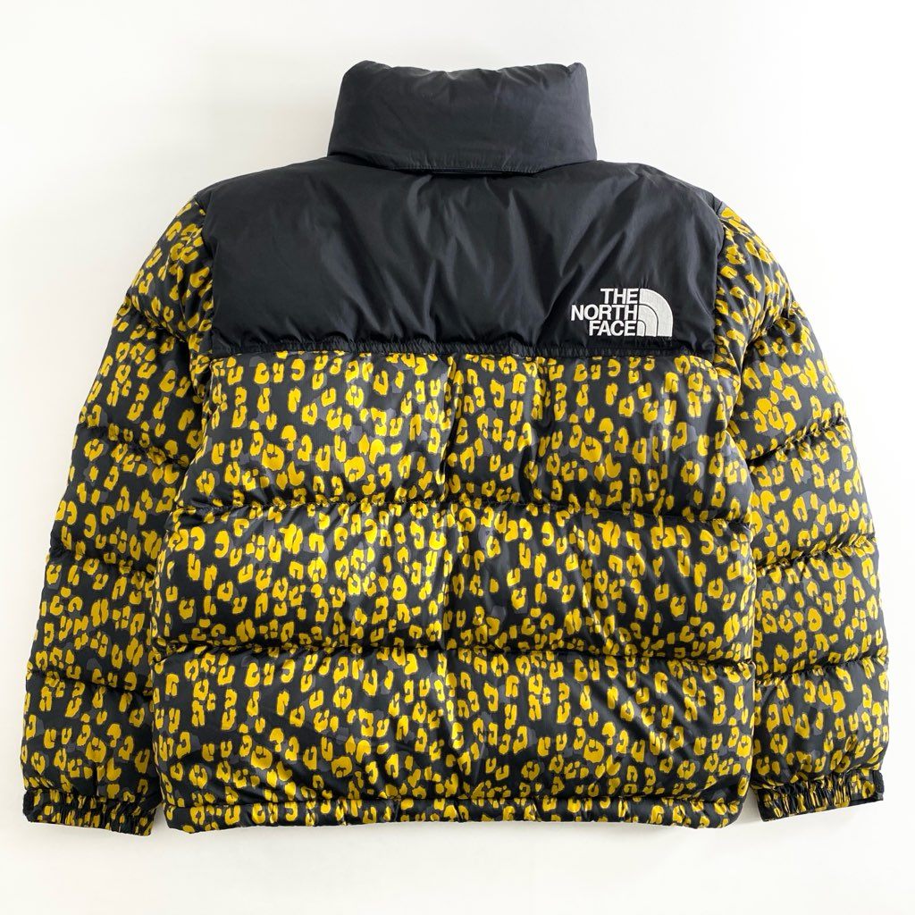 74g3 《美品》 THE NORTH FACE ノースフェイス NDW92234 ノベルティ ショートヌプシ ダウンジャケット サイズS ブラック×イエロー レオパード ナイロン100% レディース
