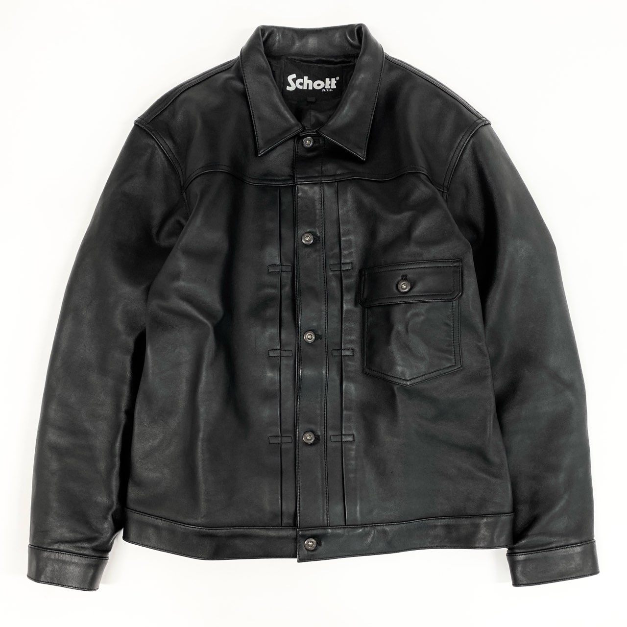 1g2 《美品》 Schott ショット SHEEP LEATHER 1st TRACKER JACKET 782-3950128 XL ブラック シープレザー トラッカージャケット ラムスキン