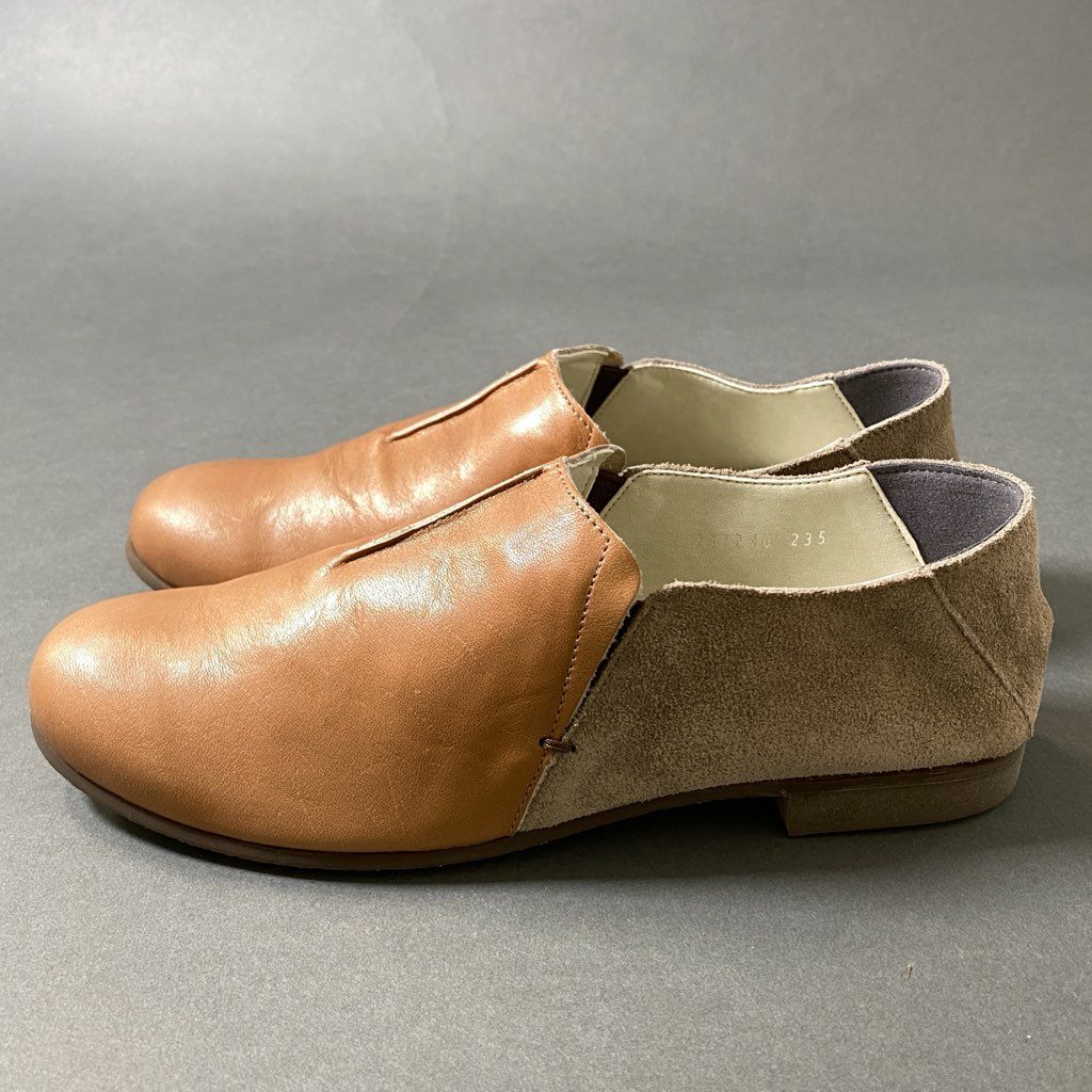 2f29 未使用品 HIPS SAINT TROPEZ ヒップス レザーシューズ スリッポンシューズ 革靴 23.5 ベージュ レザー レディース 婦人靴