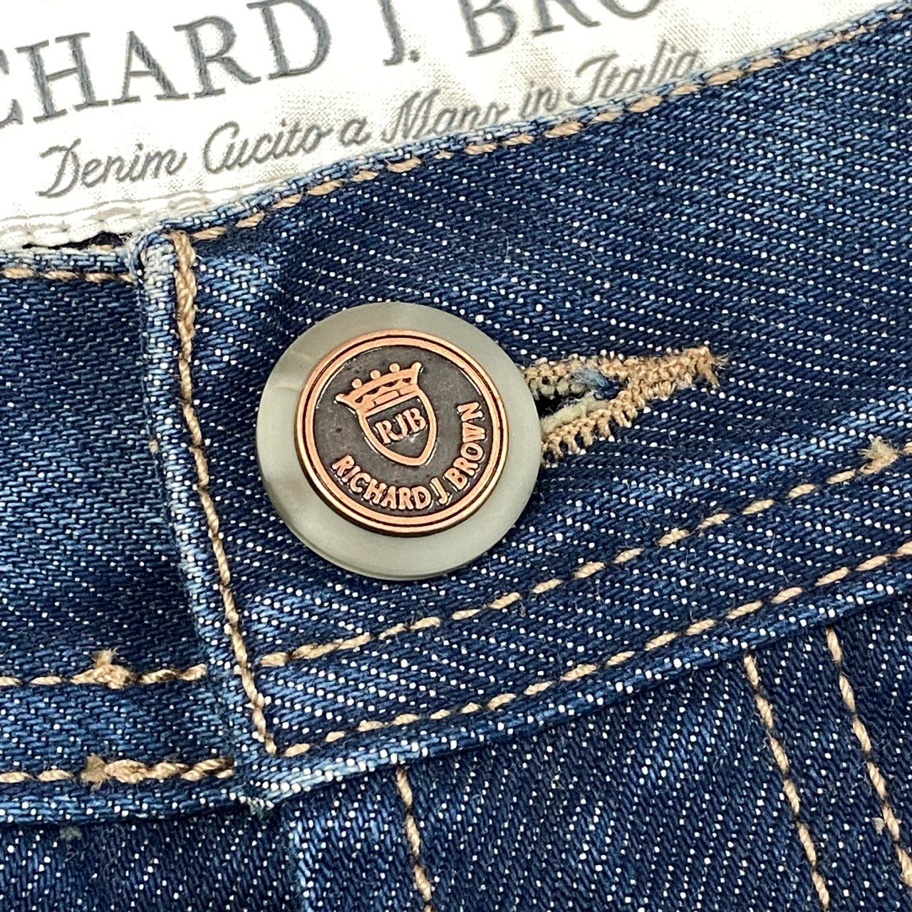81d4 【タグ付】 RICHARD J.BROWN リチャードジェイブラウン MOD. Steve スティーブ ヴィンテージ加工 デニムパンツ 34 インディゴ ICON COLLECTION ジーンズ イタリア製