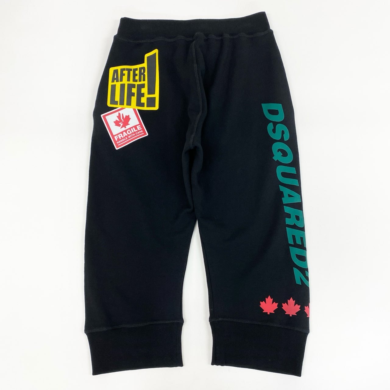 66g24 《タグ付き》 DSQUARED2 ディースクエアード スウェットパンツ イージーパンツ ロゴプリント クロップド丈 XS ブラック レディース_