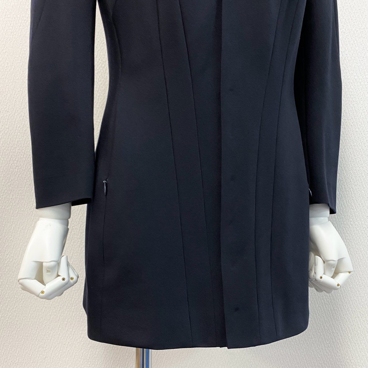 20k19 YOHJI YAMAMOTO ヨウジヤマモト 多ボタン ボタンフライ ノーカラージャケットノーカラーコート サイズ1 ネイビー レディース 女性用 オールドヨウジ