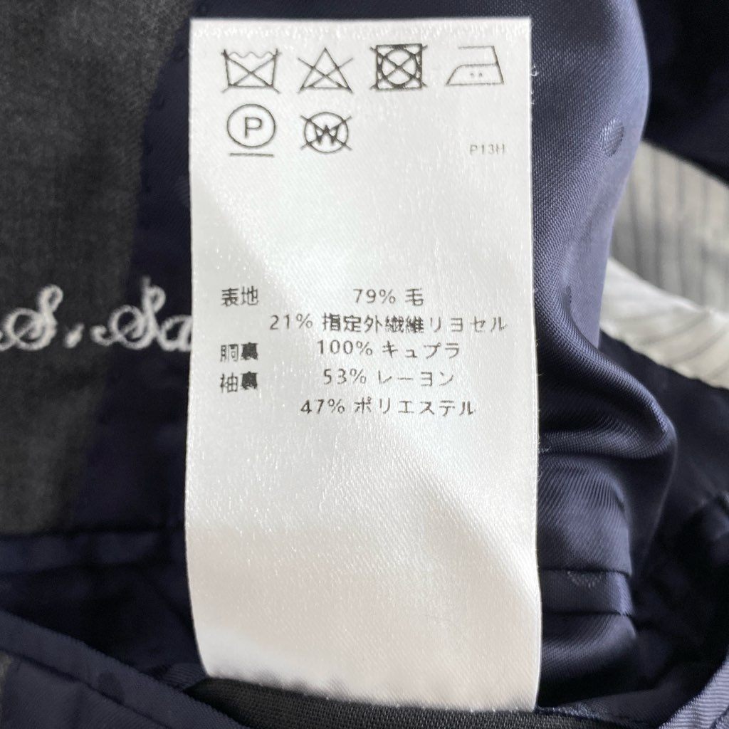68g9 KASHIYAMA オンワード樫山 REDA レダ 2ボタン シングルスーツ 3ピース セットアップ サイズS相当 グレー 無地 メンズ 男性用