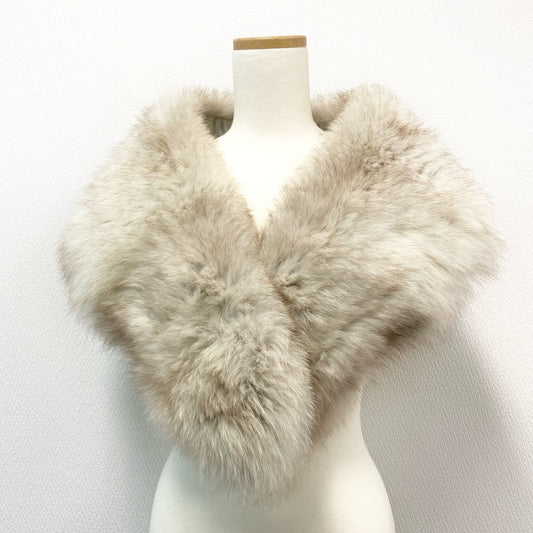86j23 最高級毛皮 ブルーフォックス 毛皮マフラー 大判ティペット 衿巻き ホワイト系 フォックスファー レディースu02t