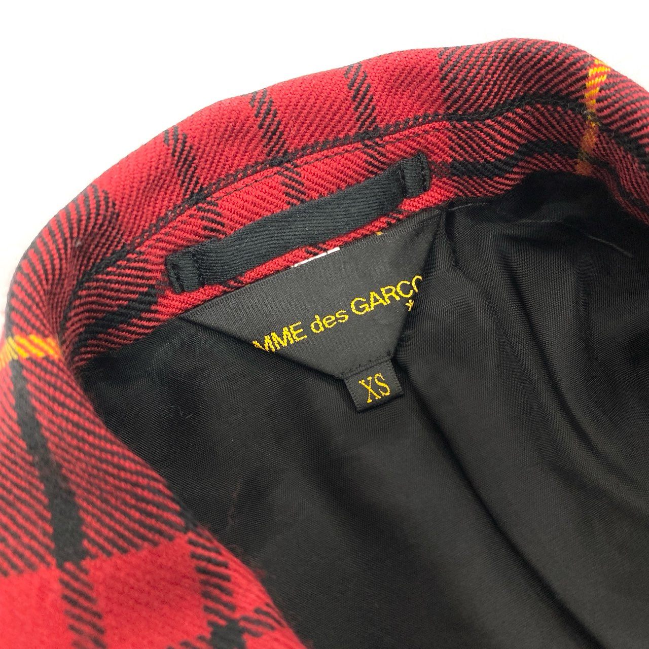 72j15 COMME des GARCONS コムデギャルソン 2017SS タータンチェック アシンメトリー カットアウト シングルコート 日本製 GS-J015 XS レッド ウール レディースo07t