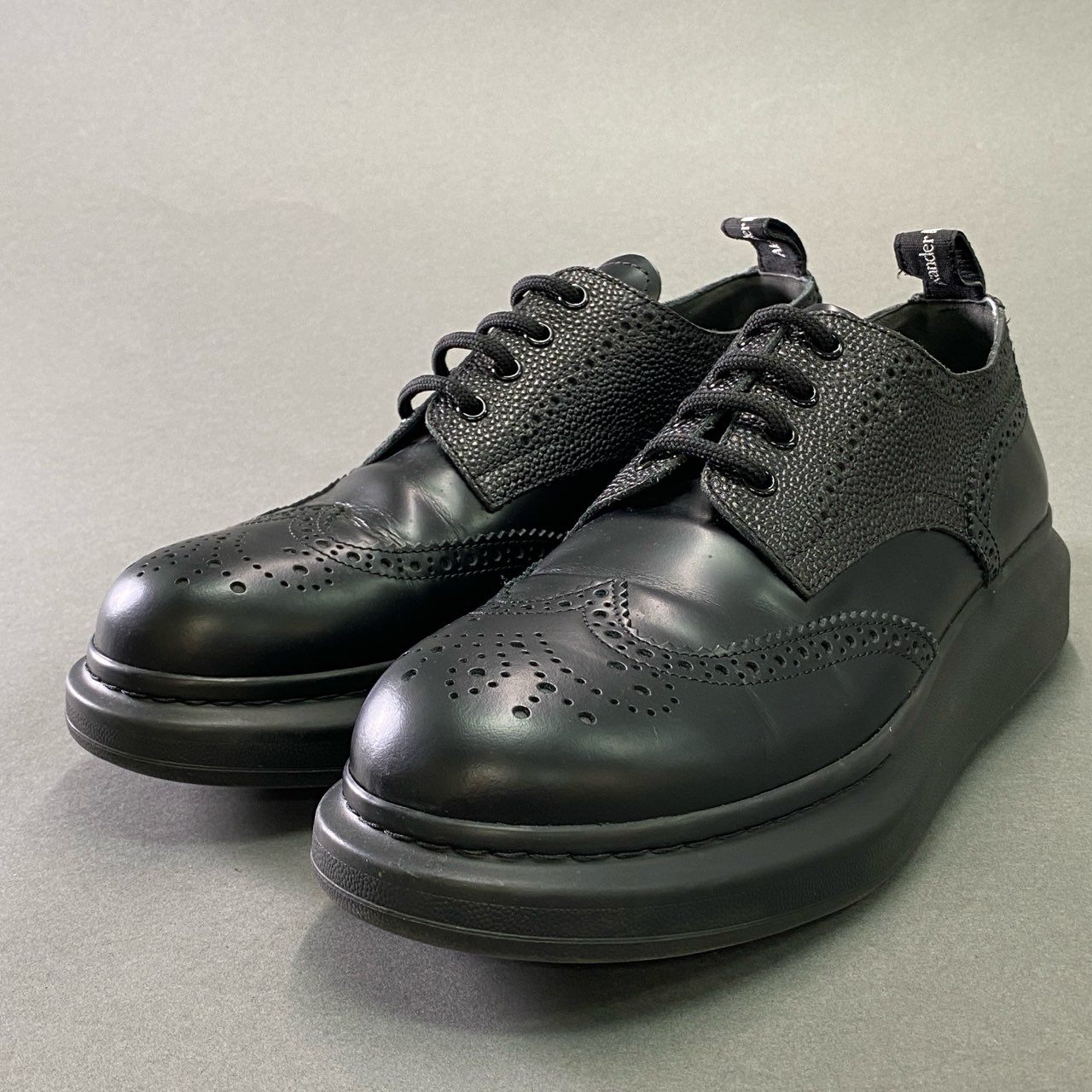 2f6 Alexander McQUEEN アレキサンダーマックイーン ハイブリット レースアップ レザースニーカー サイズ44 ブラック メンズ 男性用 シューズ 靴