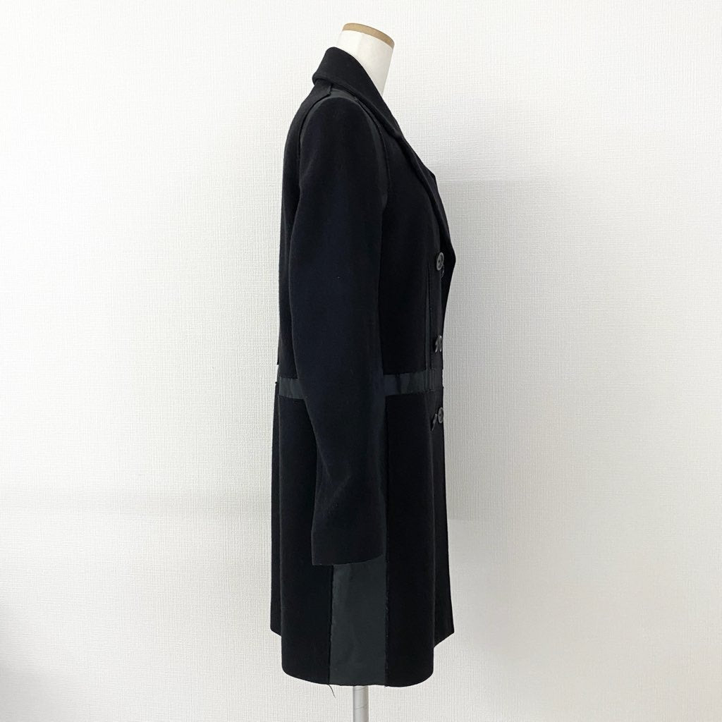 49g6 Maison Margiela メゾンマルジェラ ウールカシミヤ切替 チェスターコート アウター ダブルブレスト 51AA010545203 38 ブラック イタリア製