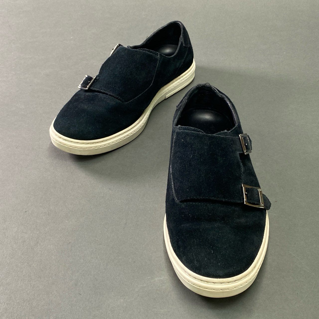 7b7 JIMMY CHOO ジミーチュウ ダブルモンク スエードレザー スニーカー 40 ブラック Leather ワンスター イタリア製 シューズ