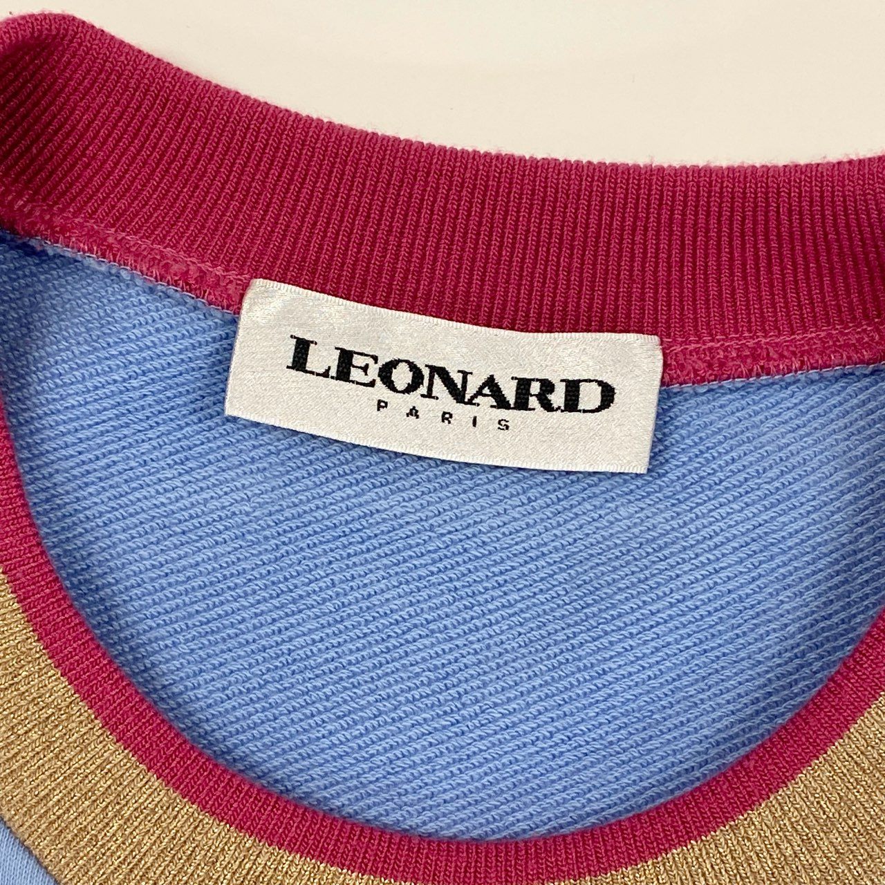 12i25 LEONARD PARIS レオナール 高級インポートライン 花柄刺繍 スウェット トレーナー トップス S ライトブルー レディースu02t