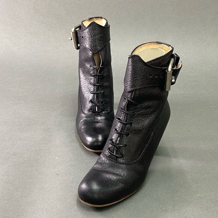 2f5 Vivienne Westwood ヴィヴィアンウエストウッド ピンバックルベルト ショートブーツ 39 ブラック レザー ブーティ シューズ 箱付き