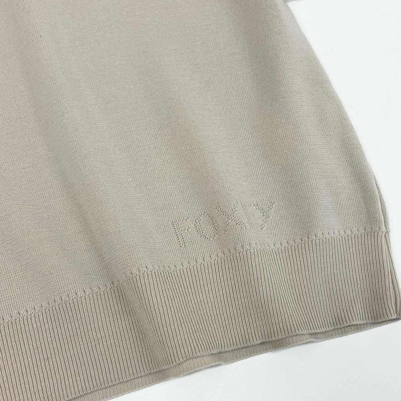 23l14 FOXEY フォクシー アイリス 42305 半袖ニット ポロシャツ 襟付きセーター サイズ38 サンドベージュ ウール100% レディース 日本製