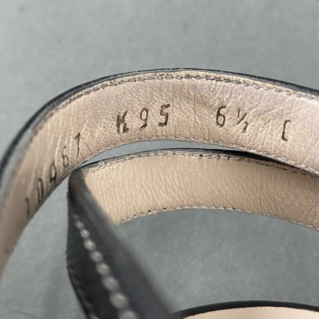 3f4 《極美品》定価¥90,300 Salvatore Ferragamo サルヴァトーレ フェラガモ レザーストラップ ヒールサンダル 6 1/2 ブラック leather シューズ イタリア製