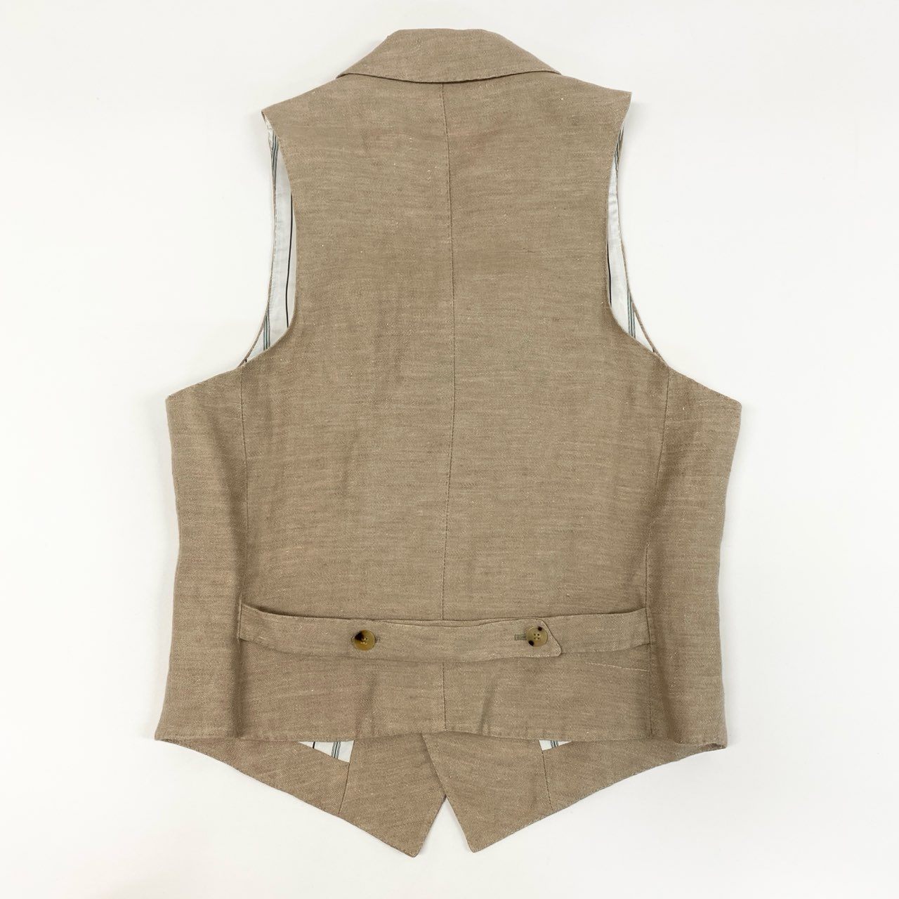 43f25 【美品】Stile Latino スティレラティーノ リネン100 ダブルブレスト ジレベスト ドレスジレ サイズ44 7R ベージュ メンズ 紳士 春夏 ベスト