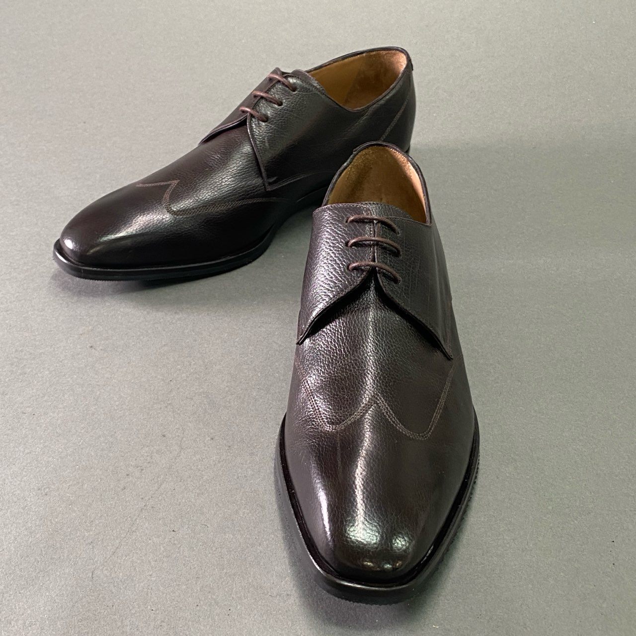 3f10 【美品】イタリア製 GIORGIO ARMANI ジョルジオアルマーニ ドレスシューズ 革靴 サイズ43 ブラウン レザー メンズ 紳士靴 レザーシューズ ドレス フォーマル