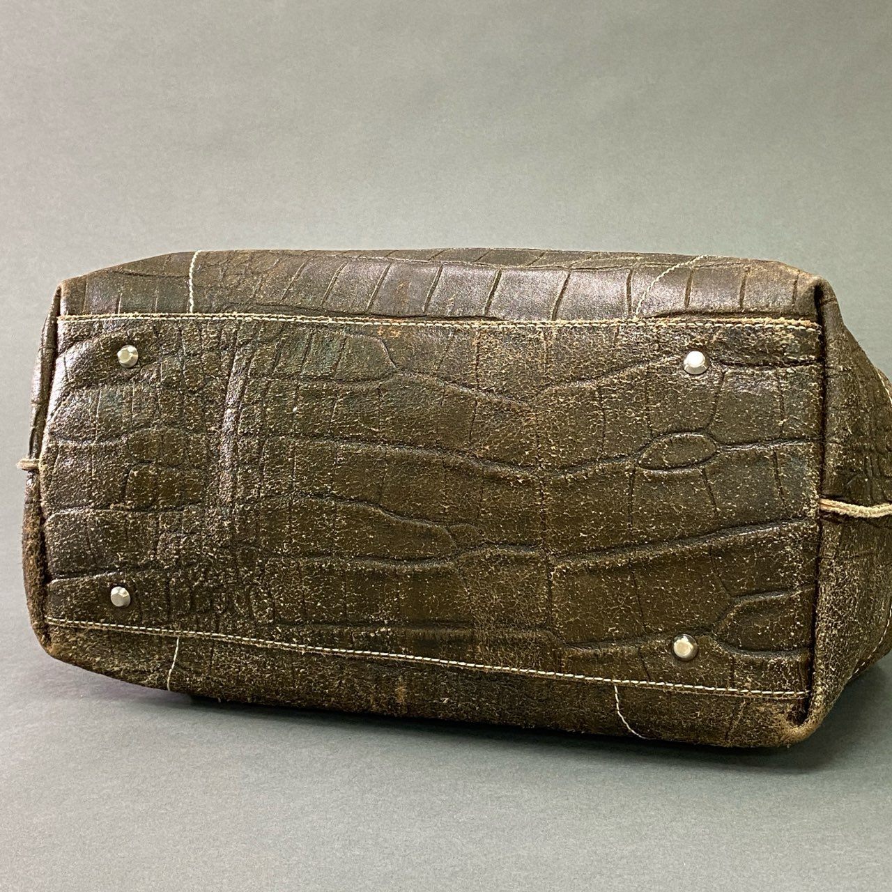 Ac6 Vivienne Westwood ヴィヴィアン ウェストウッド ORB オーブアイコン クラックレザー トートバッグ ブラウン Leather ショルダーバッグ クロコ型押し カバン 保存袋付属