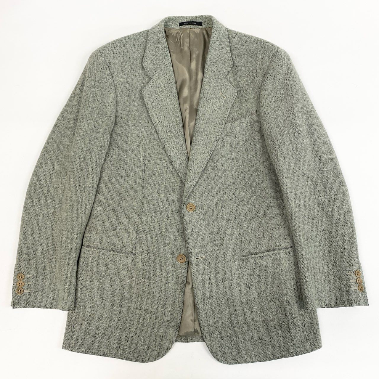 33i25 EMPORIO ARMANI エンポリオアルマーニ イタリア製 テーラードジャケット ブレザー スーツ フォーマル 48 グリーン系 メンズu02t
