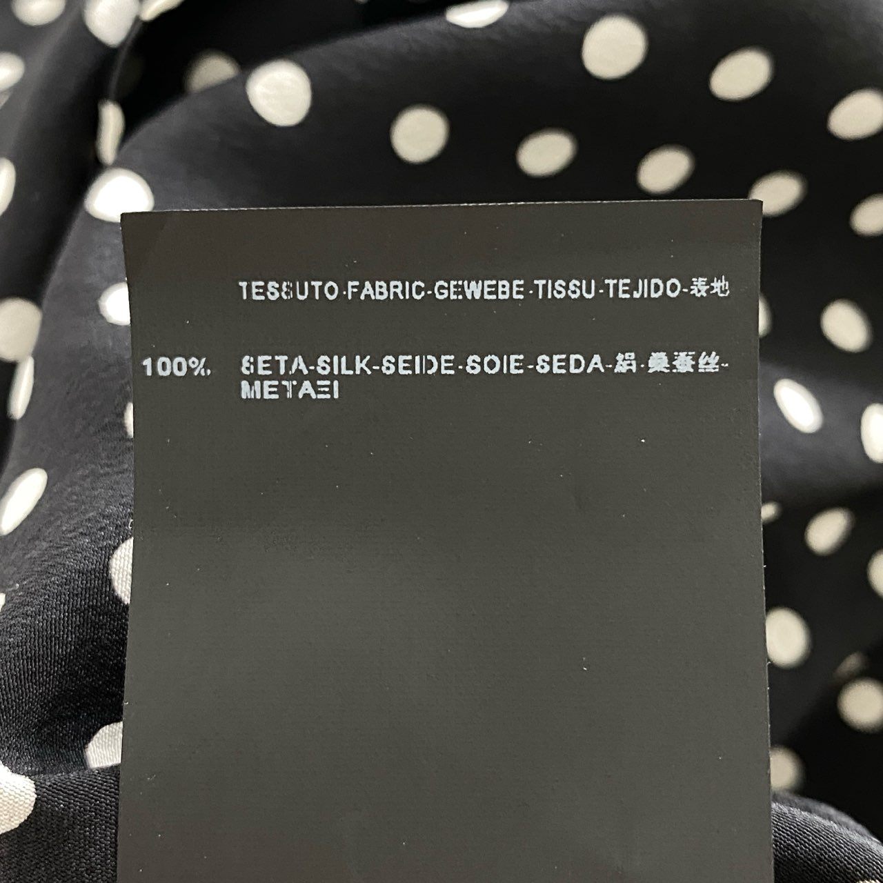 26e24 フランス製 SAINT LAURENT PARIS サンローラン ボウタイブラウス ポルカドット 長袖シャツ トップス ブラック×ホワイト シルク100% レディース