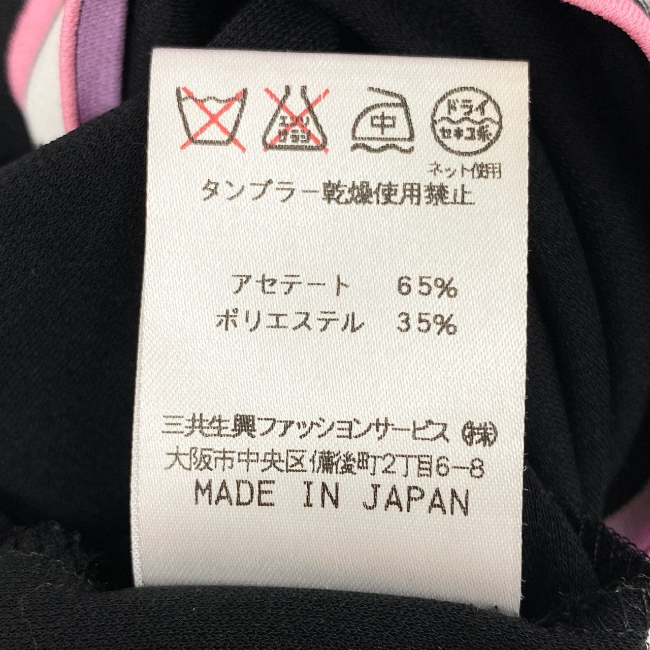 66i18 LEONARD レオナール カンカン素材 ハイネック 長袖カットソー トップス M ブラック レディースu02t