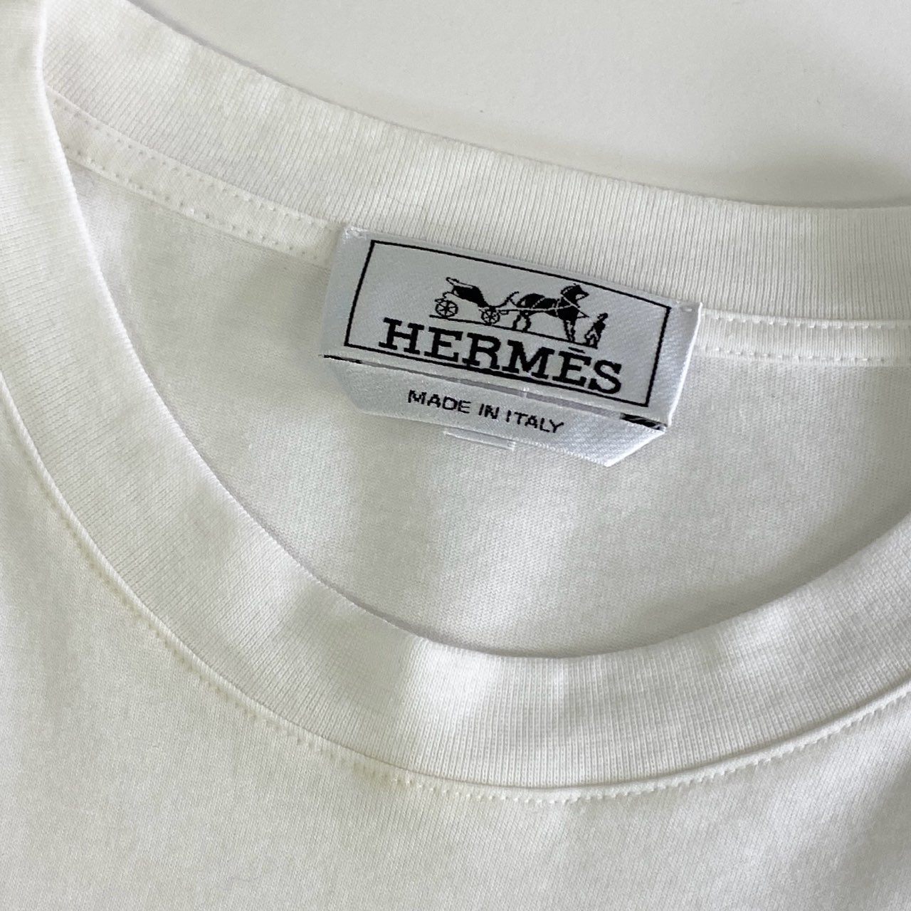 1k4 HERMES エルメス イタリア製 Poulp Watch プリント クルーネックTシャツ 半袖 カットソー S ホワイト コットン