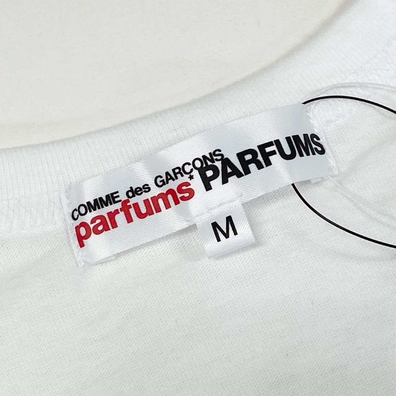55h28」《極美品》COMME des GARCONS parfums PARFUMS コムデギャルソンパルファム RED VELVET 半袖Tシャツ ロゴ AD2019 OD-T202 Mサイズ ホワイト レッド レディース 女性用k02i