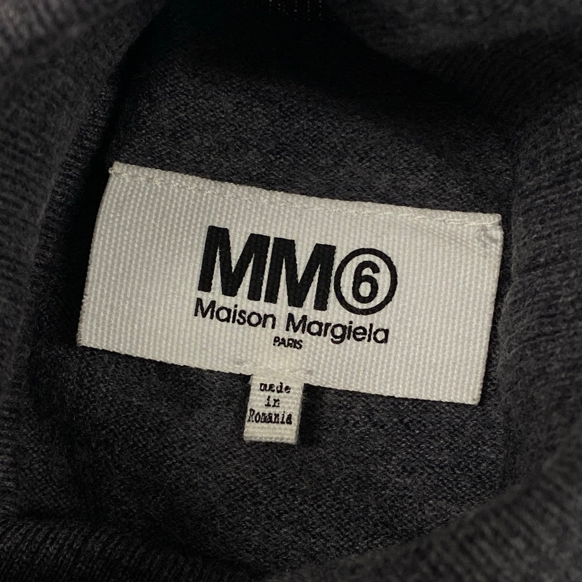 Ii4 【美品】MM6 Maison Margiela 反転ロゴ タートルネック ニットセーター Mサイズ グレー ブラック レディース 女性用u02t