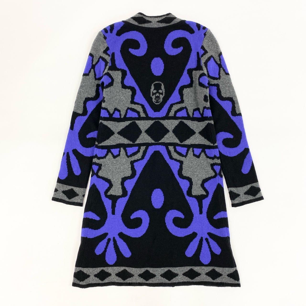 40h24 《極美品》lucien pellat-finet ルシアンぺラフィネ ロングカーディガン カシミヤカーディガン カシミヤ100% スカル Sサイズ ブラック グレー パープル レディース 女性用k02i