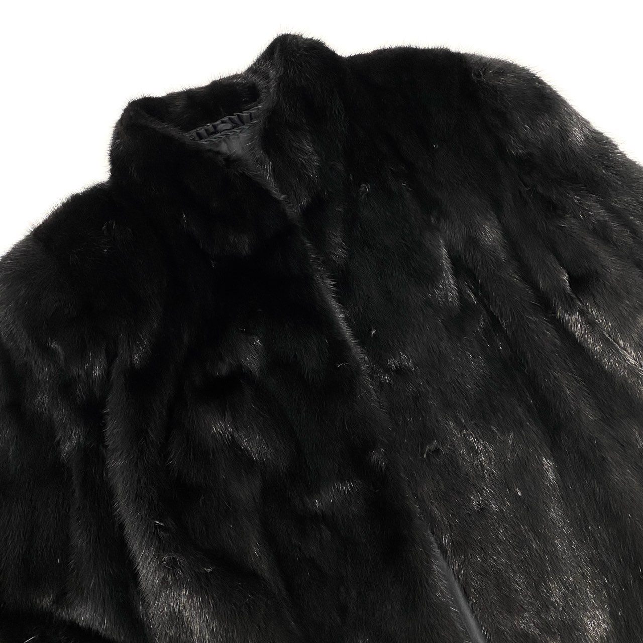 15f27 《美品》 毛皮コート ダークミンク DARK MINK 15 ブラック 本毛皮 リアルファー