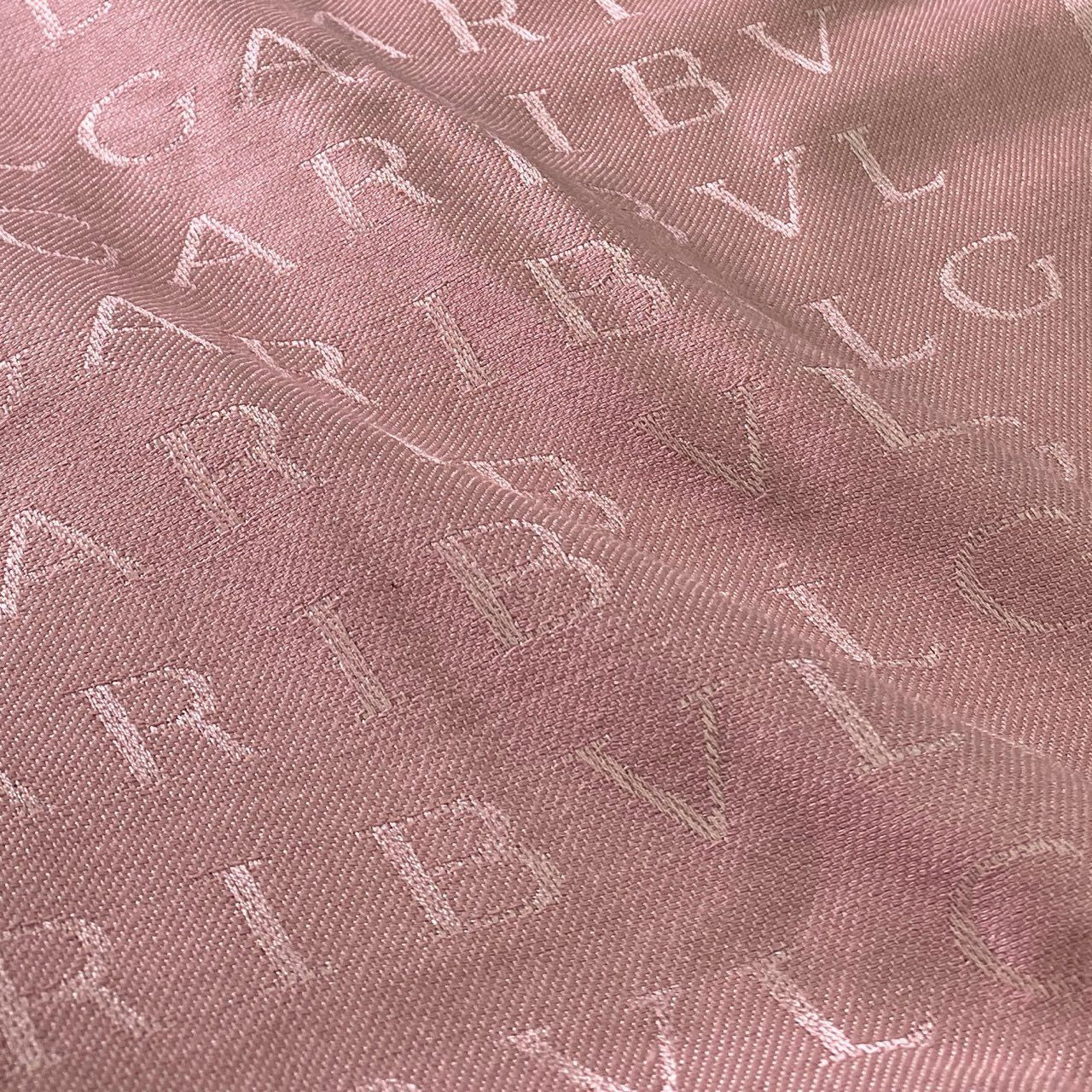 a17 BVLGARI ブルガリ シルクウール ストールマフラー ピンク イタリア製 ショール スヌード Silk Wool 箱付き