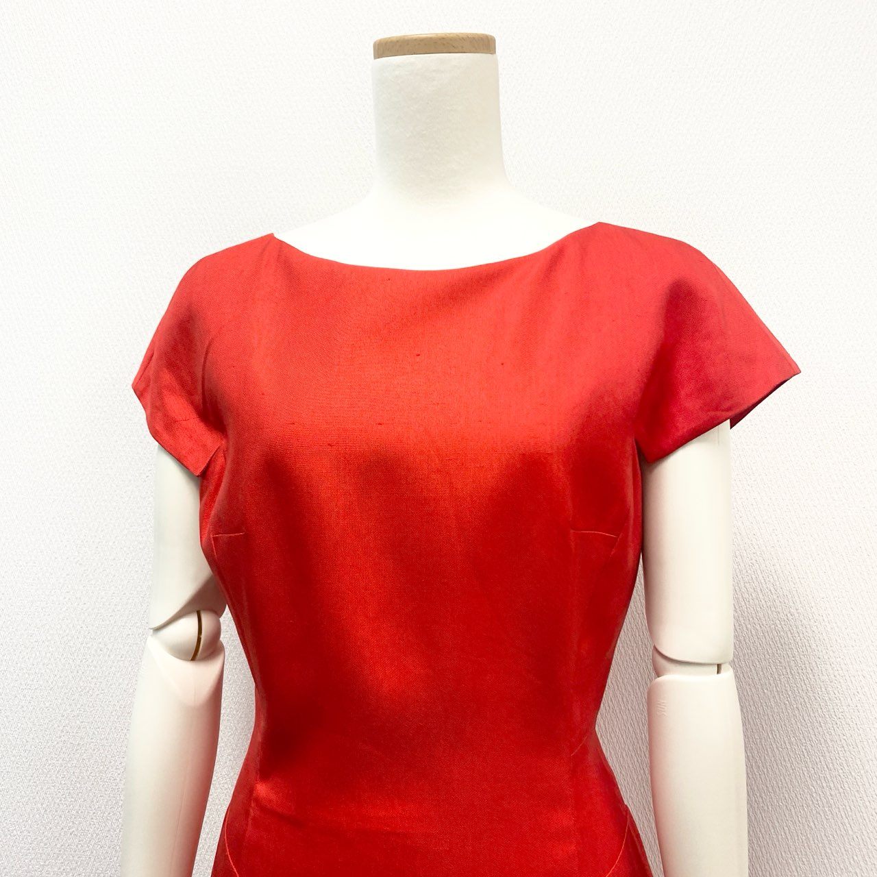 80j17 GiAMBATTISTA VALLi ジャンバティスタバリ 定価¥217.000 イタリア製 フレンチスリーブ ワンピース 膝上 パーティー 背中あき◎ レディース 女性用 40 レッド シルク100u02t