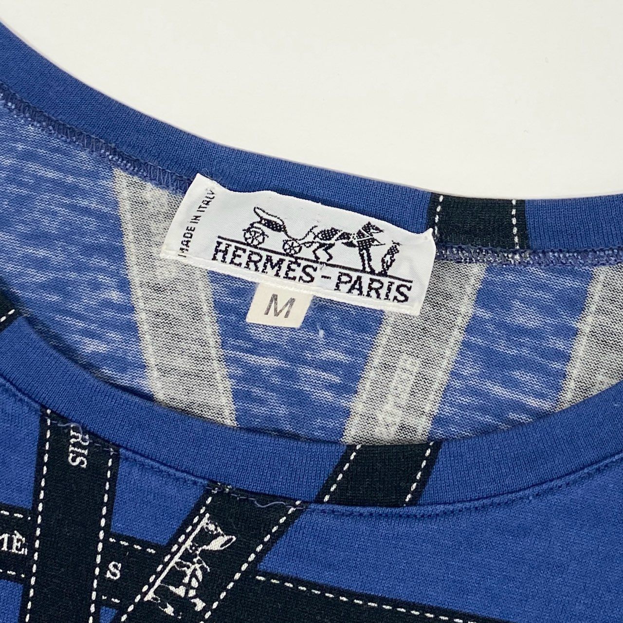 20k21 HERMES エルメス マルジェラ期 ボルデュック Tシャツ M ブルー カットソー 半袖TEE イタリア製