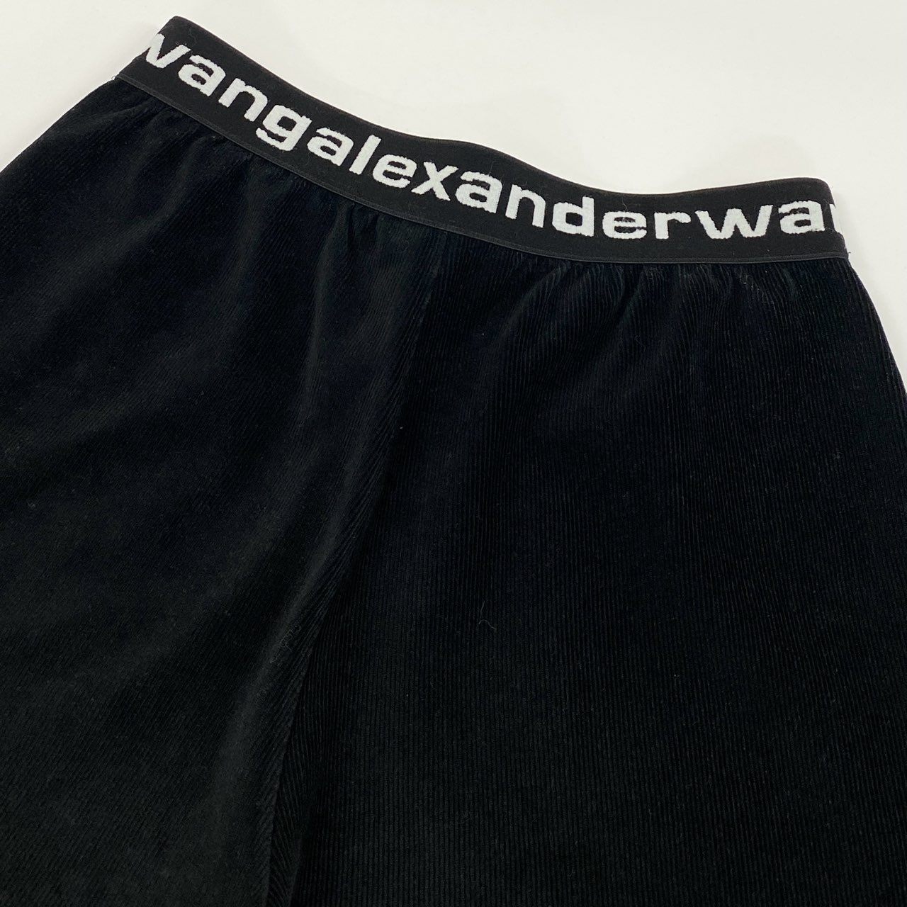 46f30 alexander wang.t アレキサンダーワン ウエストロゴプリント コーデュロイ ショートパンツ ハーフパンツ XS ブラック レディース