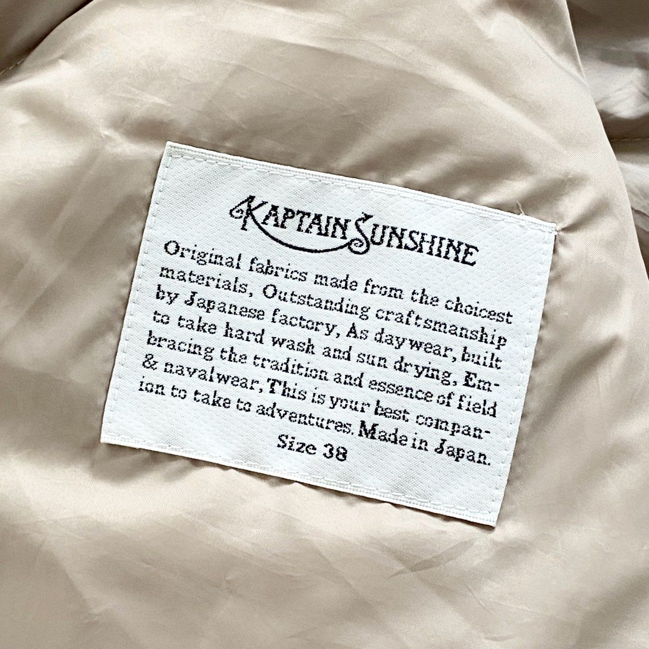 87i1 定価¥81,400 KAPTAIN SUNSHINE キャプテンサンシャイン Down Field Anorak ダウンフィールド アノラックコート KS6FCO07 38 ベージュ キルティング